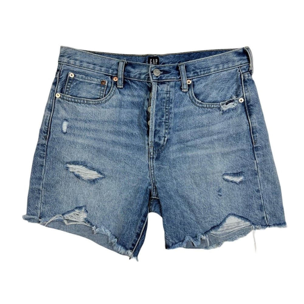 GAP Boyfriend Fit Long Denim Shorts (Size 6)